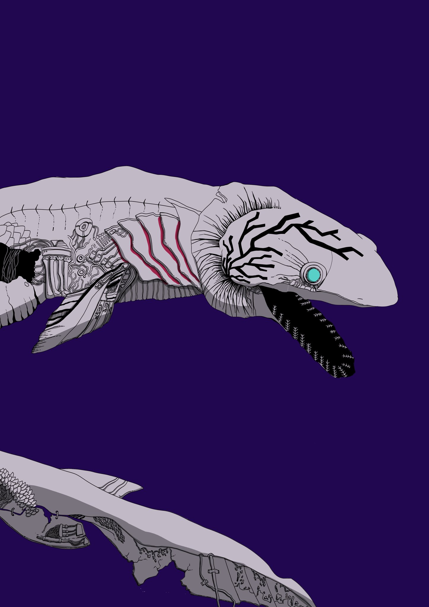 小豆 きの メカ デジタルイラスト 動物イラスト 魚 メカサカナ メカ生物 ラブカ 深海魚 深海生物 サメ T Co Y2jvedzdtx Twitter