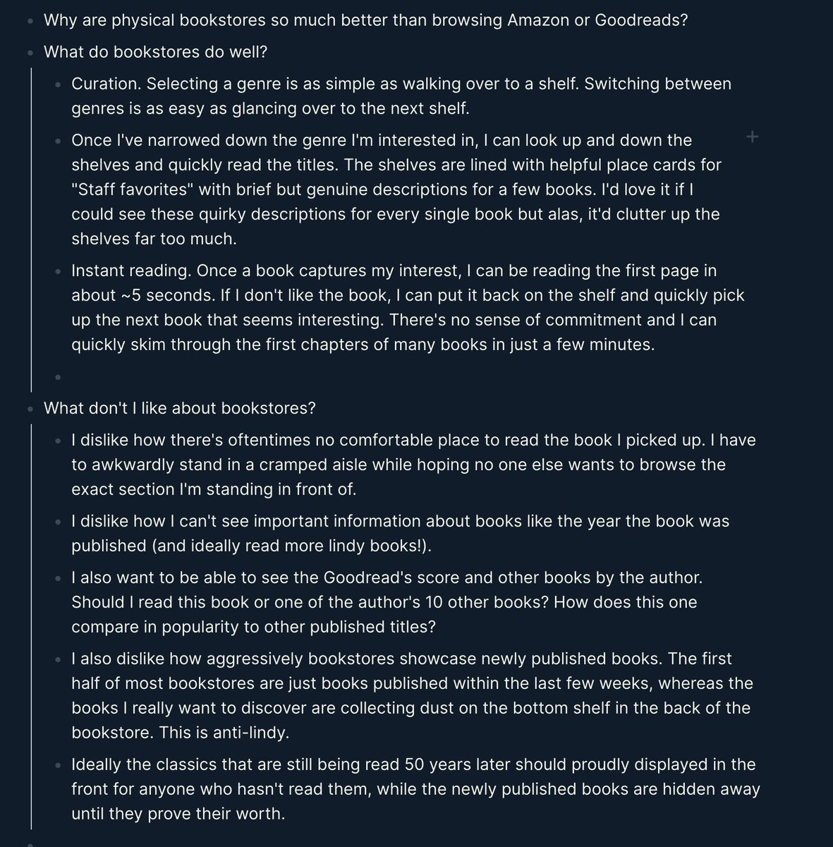 sharifshameem's tweet image. Why are physical bookstores so much better than browsing Amazon or Goodreads?