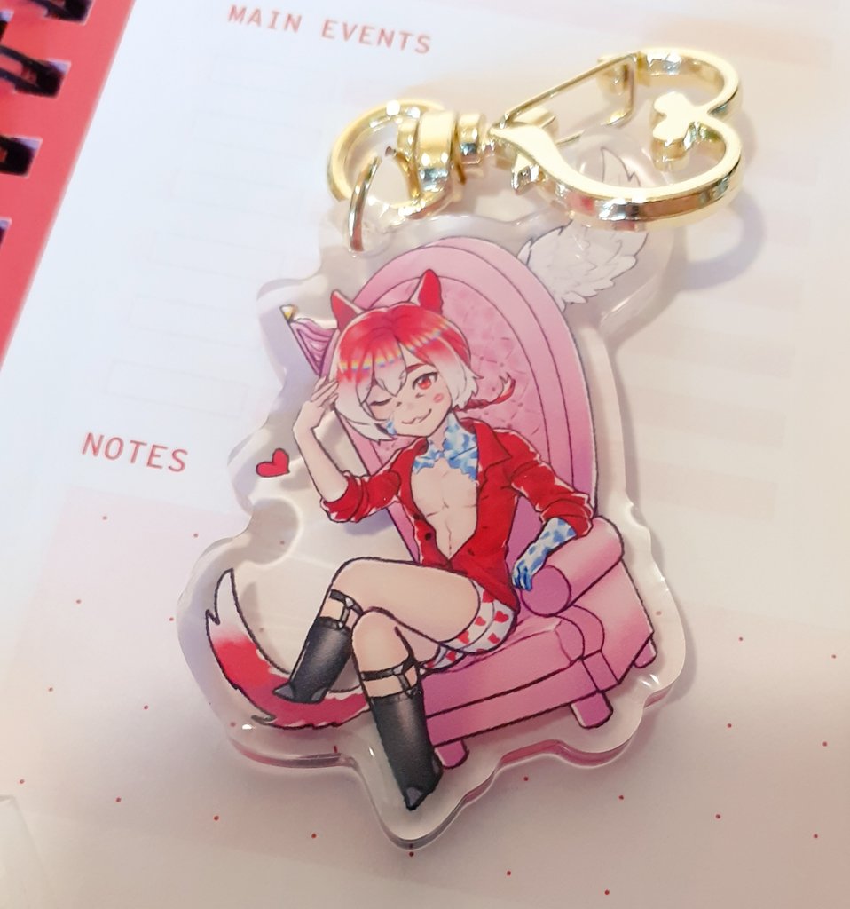 finally went to the post office and got my contributor's copy of the boss b*tch callendar. i drew noir and asahi/fandaniel for july  2021 and the g'raha charm!