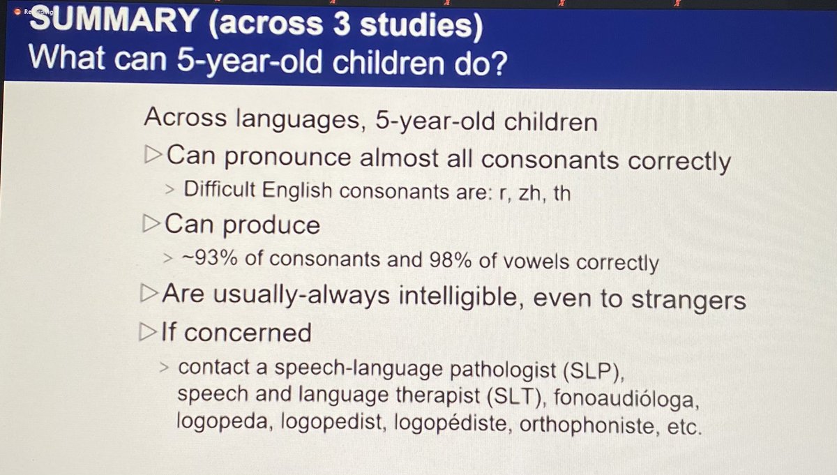 estephensonSLP's tweet image. So many take home messages from Sharynne McLeod’s presentation! For me: 1. Speech acquisition is NOT an all or none phenomena - it is gradual. 2. We must consider intelligibility in context, not just single-word Ax of speech sounds. #SPAConf #slpeeps