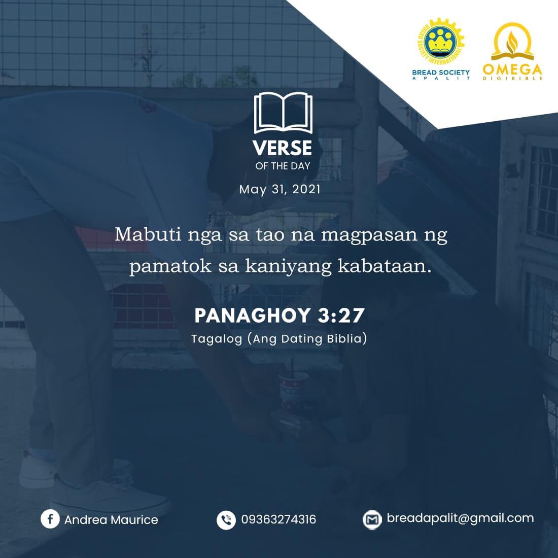 wuuudibear's tweet photo. 📋 Verse of The Day 📋
May 31, 2021

Mabuti nga sa tao na magpasan ng pamatok sa kaniyang kabataan.

Panaghoy 3:27
Tagalog (Ang Dating Biblia) (1905) (TAB)

#BREADApalitDailyVerse
#OmegaDigiBible
#TeamBreadRoll https://t.co/4SMFSDlgxc
