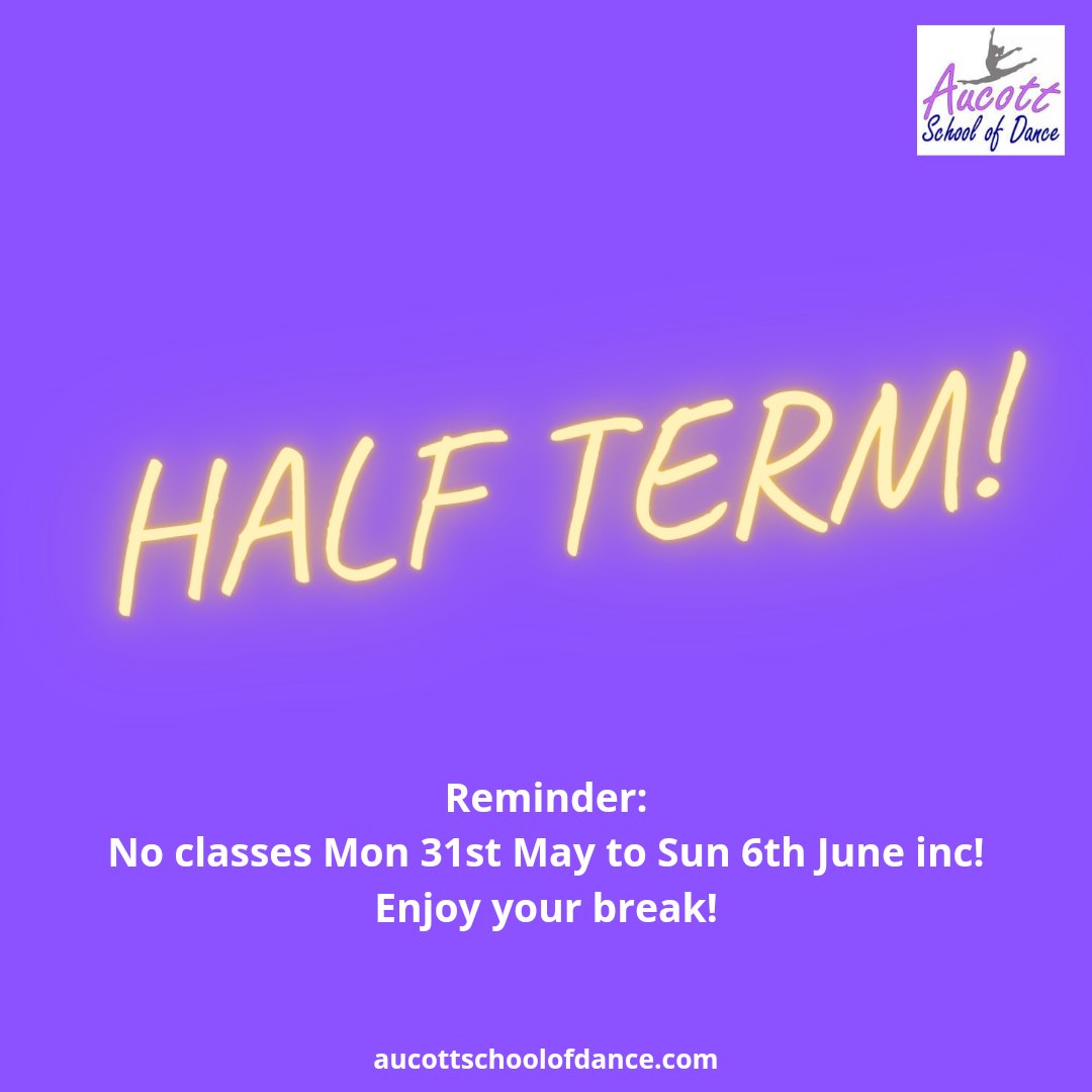 It's half term! No classes this week so rest up, recharge and get ready to dance out the term and the school year in style. If the next 6 weeks fly as quickly as the last it'll be summer before we know it!