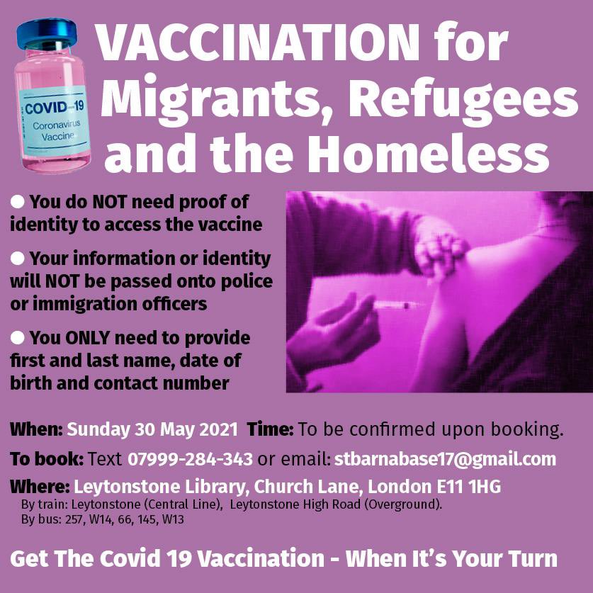 A joy to meet <a href="/e17stbarnabas/">St Barnabas E17</a> volunteers to deliver 258 masks to yesterday's special vaccination popup. We sent our care guide in advance for translation &amp; Averil quickly arranged Russian &amp; Polish versions with more languages planned for the June session (also booked up fast!).