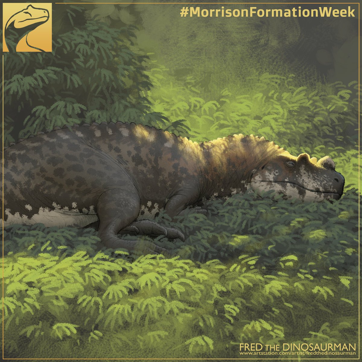 FredtheDinoman's tweet photo. I'm gonna post this now just in case I somehow miss my chance tomorrow. Here's a resting Ceratosaurus for #MorrisonFormationWeek #MorrisonWeek #MorrisonMay https://t.co/jLfF5v4jGP