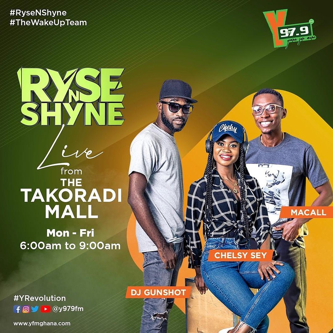 Melmensah1's tweet photo. The best breakfast morning show in town #RYSENSHYNE ⚡⚡⚡with @IamChelsySey x @Macall_Mensah 🎧 x @djgunshotonyfm 
#YRevolution 🔥🔥🔥 Wake up n get served https://t.co/Uy6JTfZDqg