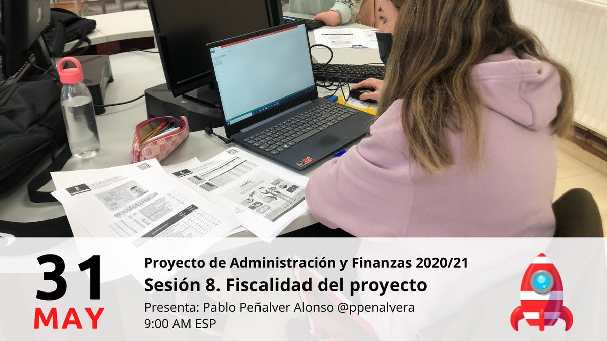 ppenalvera's tweet photo. 📅Hoy a las 9 horas, en mi canal de YouTube, estamos en directo abordando la sesión 8 de nuestro proyecto personal:
📝Con 2 asuntos de interés: elección del régimen fiscal y 2ª semana de validación de la solución.
🎁Súmate y participa!
🧪#ProyectoAyF >> #FP en #streaming https://t.co/Edjmdtfxoj