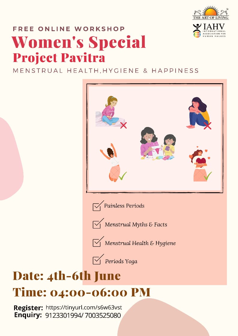 shreyabhuwalka3's tweet photo. Organising this workshop with the grace of @SriSri. Will be happy if we can spread this knowledge to maximum people.
@Bhanujgd @iahv @ArtofLiving @BangaloreAshram @OfficeOfGurudev @PavitraProject
#MenstruationMatters #HealthForAll #SriSriRavishankar #projectpavitra #iahv https://t.co/zrdajY30DZ