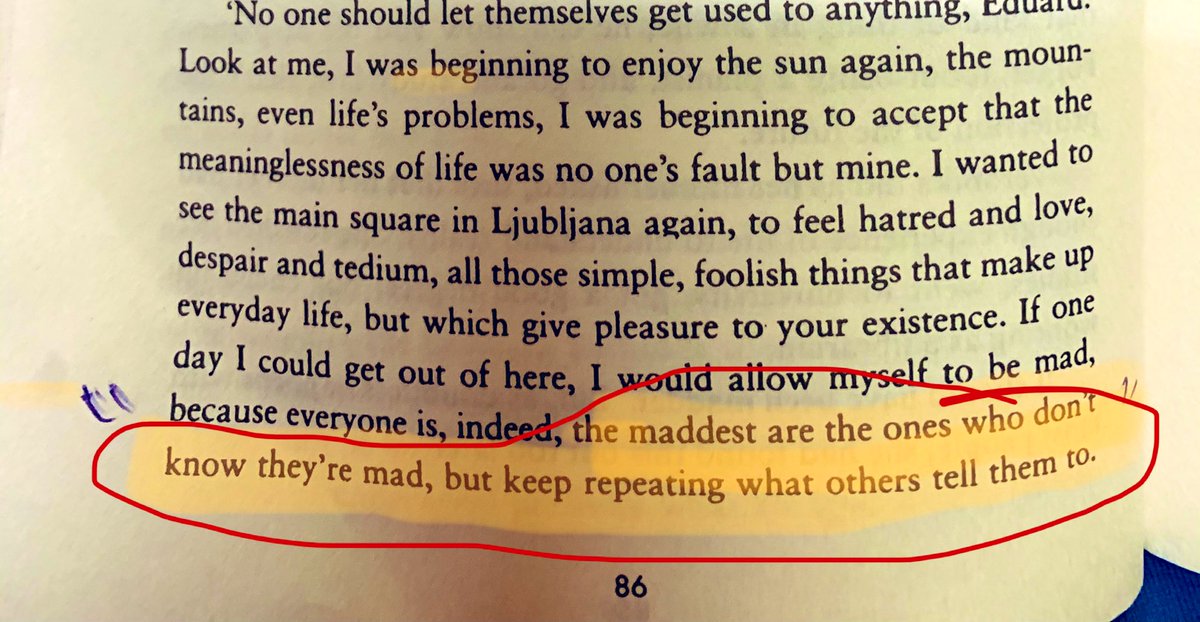 Pragac's tweet photo. When everyone can be declared #Mad, who is called the #Maddest? Here, through the character Dr. Igor, #PauloCoelho deeply articulates ✍🏻 in his book 
#VeronikaDecidesToDie 📖 https://t.co/eTmVZBNuCE