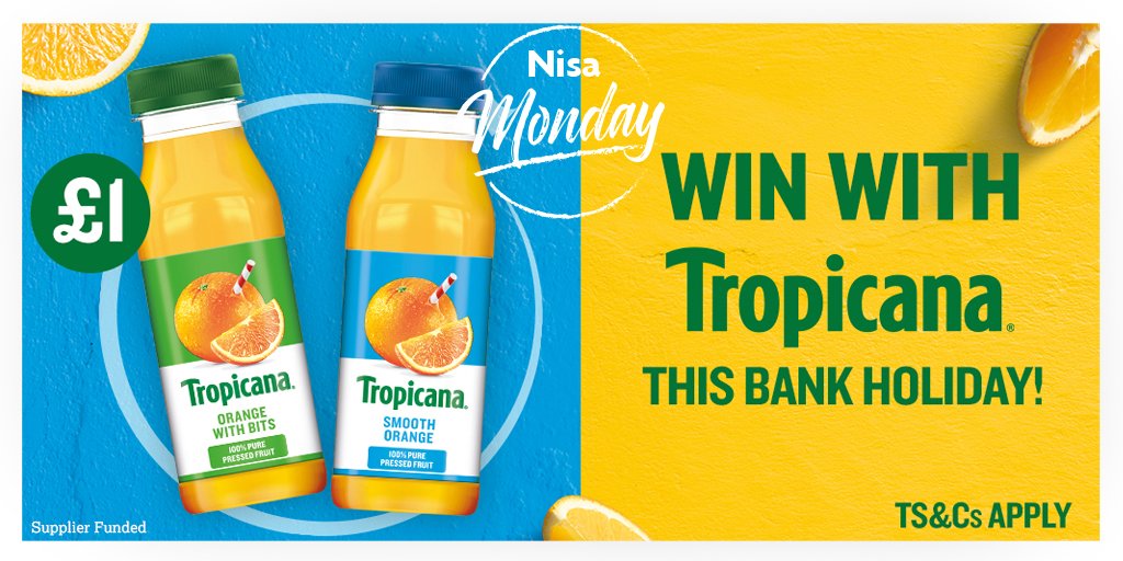 Tropicana is the perfect drink for your Bank Holiday Picnic this #NisaMonday! Tropicana are giving you the chance to WIN a luxury picnic hamper! RT+FOLLOW for your chance to WIN! Do you prefer your juice with bits or smooth?🍊 T&Cs: bit.ly/3yncTcL Closing Date: 6th June