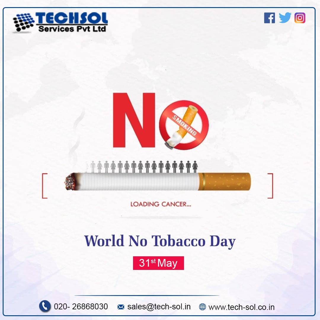 TechSolService1's tweet image. You are not living if you are smoking you are taking small steps towards a disastrous life Say no to smoking and tobacco to live a healthier and happier life.
#WorldNoTobaccoDay #QuitTobacco #QuitSmoking #QuitCigirateSmoking #31May2021 #NoTobaccoDay