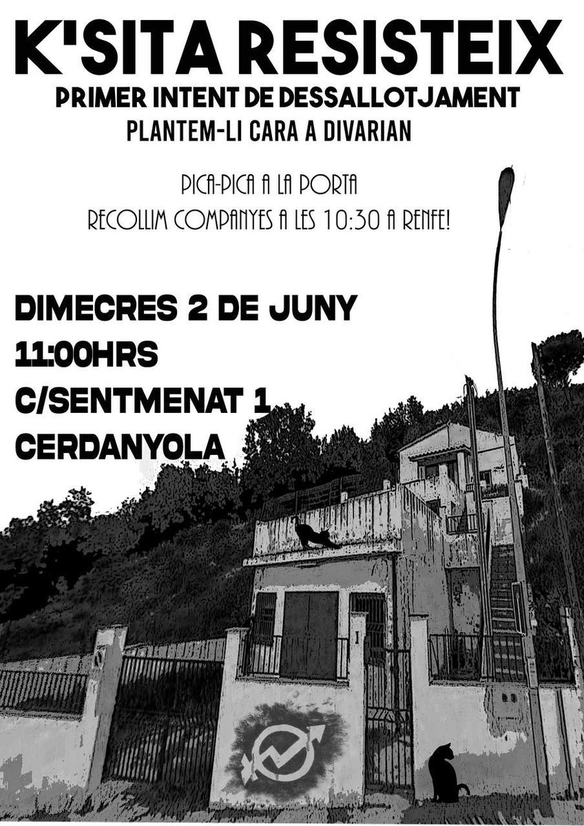 El miércoles nos vemos todas en la #KSITAResisteix c/ Semenat, 1 de #Cerdanyola a las 11:00h.

Esta gente de #Divarian no saben con quienes han dado. Y <a href="/bbva/">BBVA</a>, vosotros no os vais a ir de rositas, palabra de <a href="/LA_PAH/">Plataforma de Afectadas por la Hipoteca</a>. Sois totalmente cómplices.
