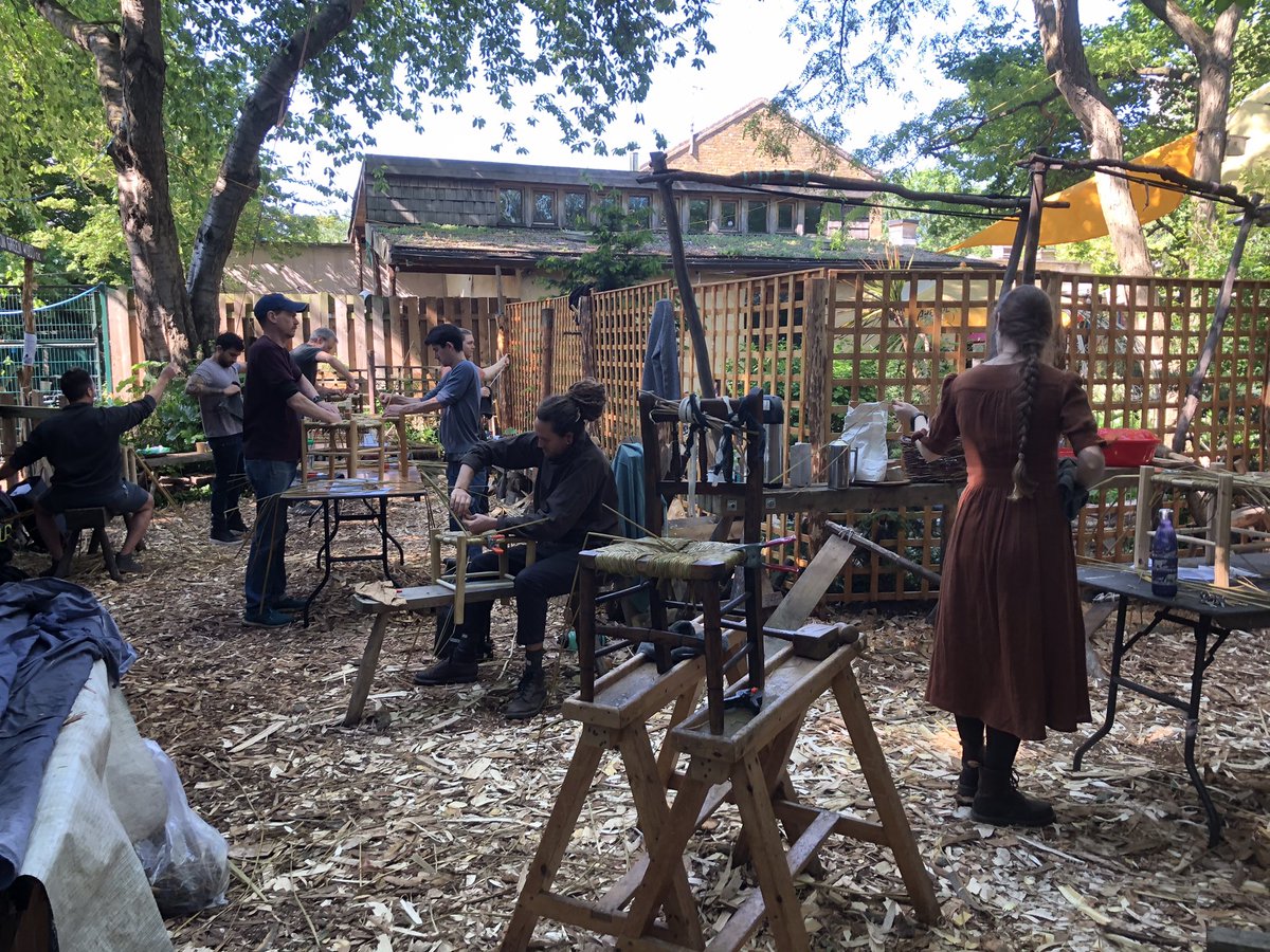 south_rachael's tweet photo. A lovely day with London Greenwood teaching rush seating, everyone had made a stool to weave with wonderful results!! #rushseating #rushchair #greenwoodworking #nativeplants @hackneycityfarm https://t.co/X71LuwYWdx