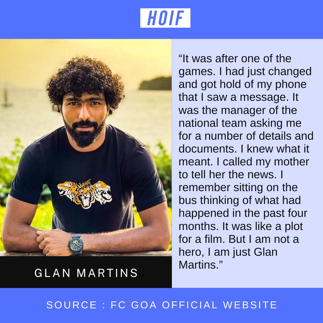 Glan Martins has been the talk of the town for his performance with his club &amp; that has earned him a spot in the NT that'll play the #WCQ. 

In conversation with his club media, he shares about the moment when he got the message from the Manager! 👇🏽

#IndianFootball #BackTheBlue