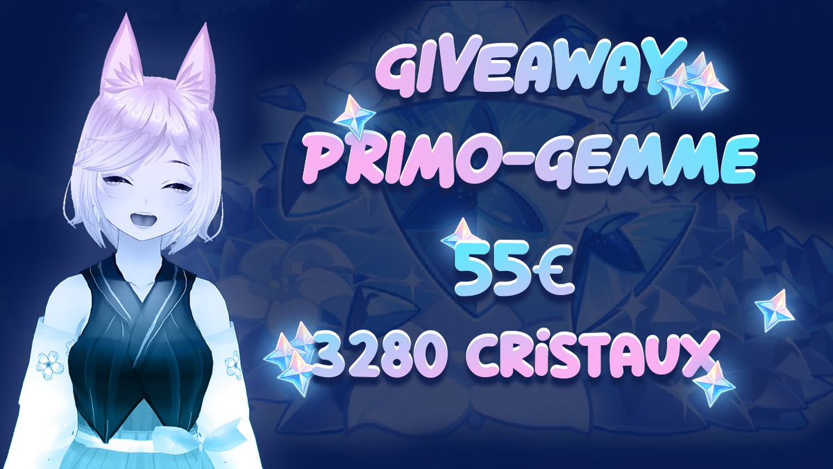 MiyunaTV's tweet image. Puisque c&apos;est mon anniv aujourd&apos;hui j&apos;organise un Giveaway Genshin Impact💫

3 280 Primo-gemme à gagner (il faudra avoir un paypal)

Pour participer RT+Follow @MiyunaTV 

Tirage au sort le 06/06/21🍀