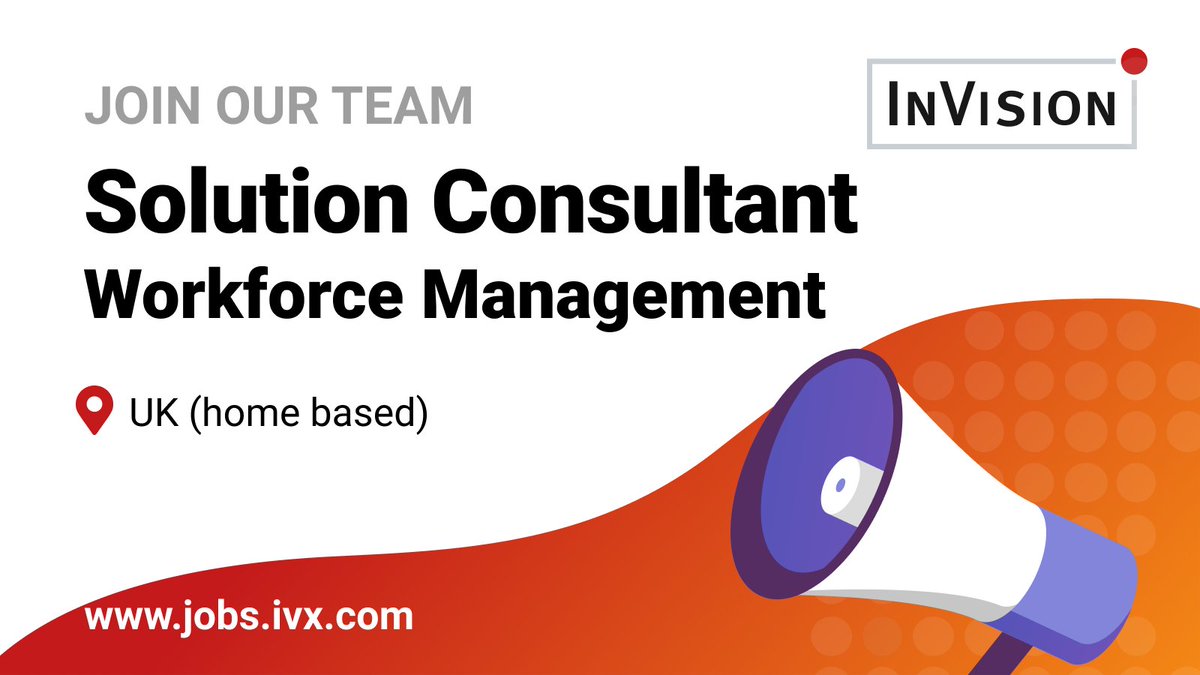 InVisionDE's tweet photo. We're looking for a #SolutionConsultant with experiences in #WorkforceManagement software. Join our #CustomerExperience teams in the UK! Go to https://t.co/1m194yYZBo to read all about this job offer! #ApplicationConsultant #ImplementationConsultant #GreatPlaceToWork #WeAreHiring https://t.co/Rcp0TM085a