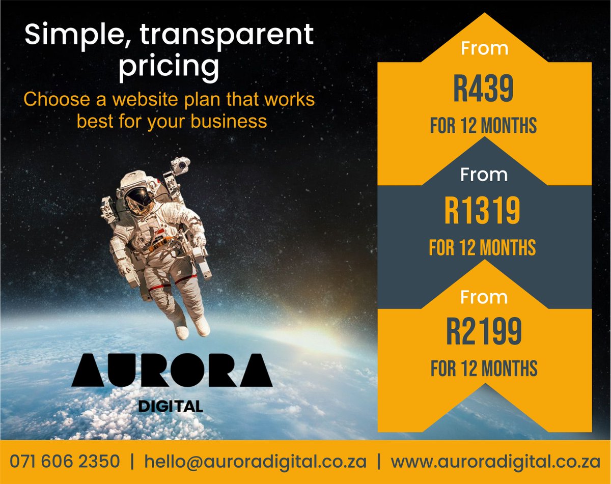 AuroraDigital2's tweet image. We create digital products &amp;amp; experiences that have a lasting impact.
auroradigital.co.za

#AuroraDigital #websitepackages #WebsiteDevelopment #WebandEmailHosting #WebMaintenance #LogoDesign #BusinessCards #Flyers #generalbranding #Website #custom #design #development