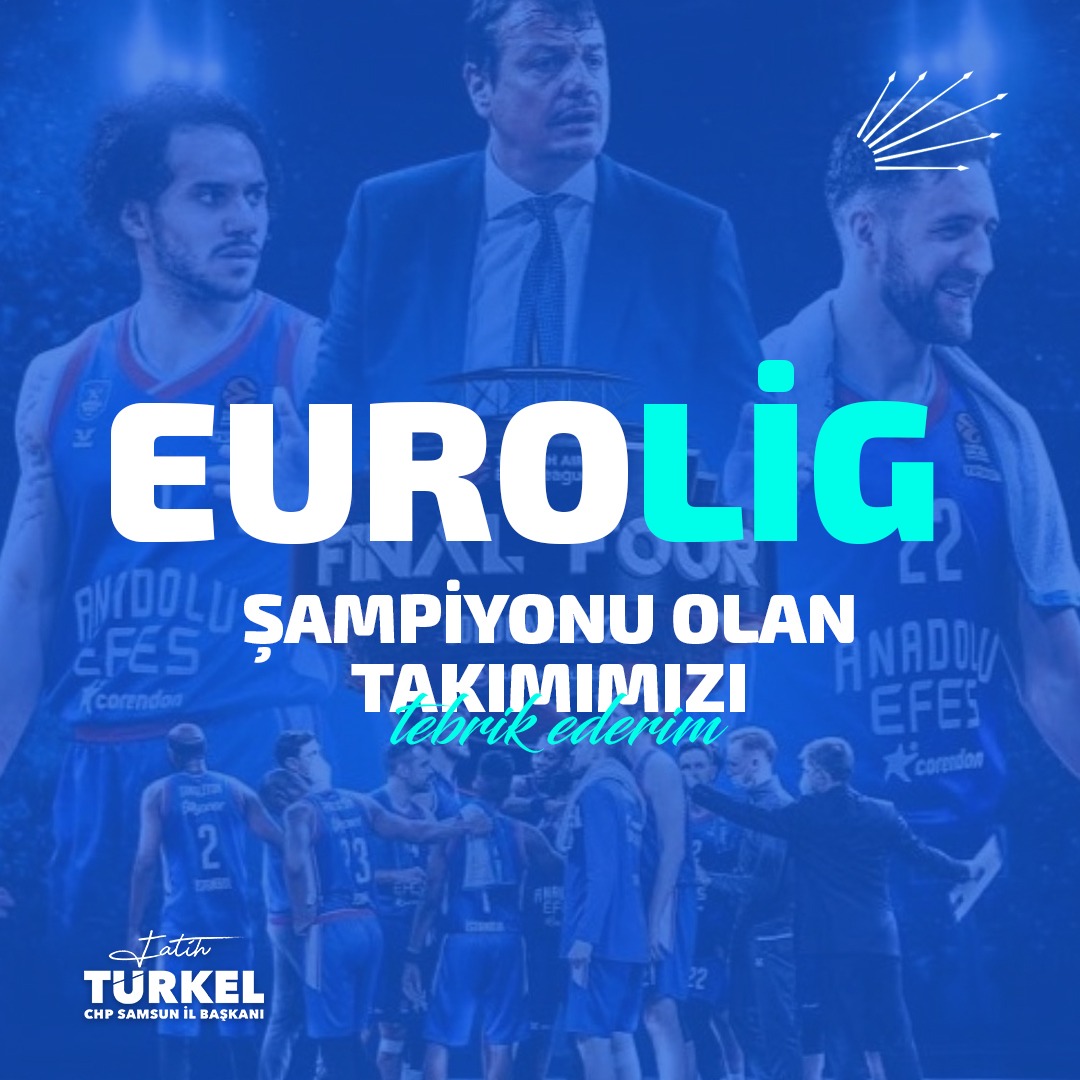 fturkelchp's tweet photo. AVRUPA'NIN EN BÜYÜĞÜ  🏆🏆🏆🏆 Gururumuzsunuz. 🇹🇷🇹🇷🇹🇷🇹🇷

THY #EuroLeague Şampiyonu olan #AnadoluEfes'in sporcularını ve yönetimini kutluyorum. 👋👋👋👋 https://t.co/wK121GxuS5