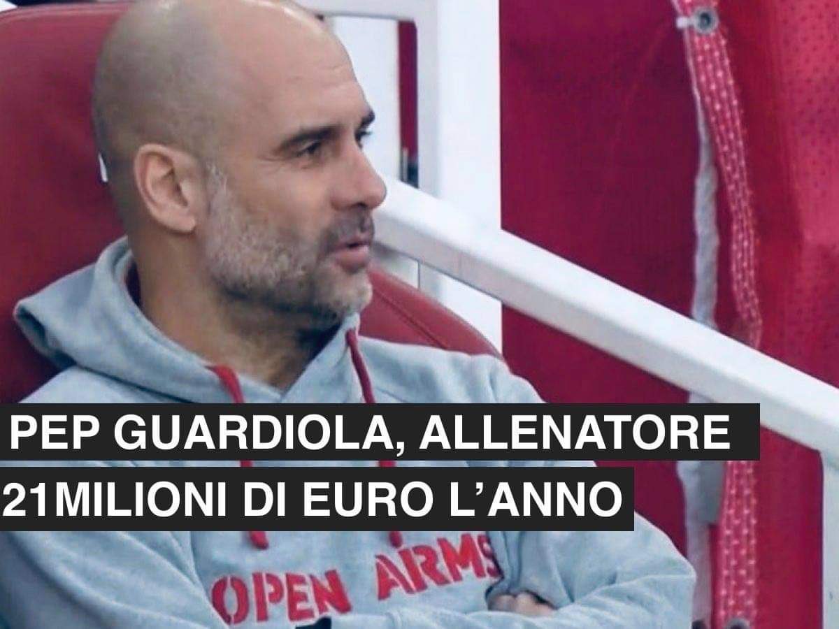fratotolo2's tweet photo. L’accogliente (con i porti italiani) #PepGuardiola guadagna 21 milioni di euro all’anno. 
Potrebbe sanare economicamente un intero Paese africano invece finanzia @openarms_fund per traghettare #migranti. https://t.co/6XNbmagMYW