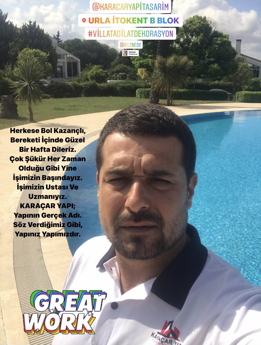 Herkese Bol Kazançlı, Bereketi İçinde Güzel Bir Hafta Dileriz.
Çok Şükür Her Zaman Olduğu Gibi Yine İşimizin Başındayız.
İşimizin Ustası Ve Uzmanıyız.
KARAÇAR YAPI;
Yapının Gerçek Adı.
Söz Verdiğimiz Gibi, Yapınız Yapımızdır.
#karacaryapı #herzamanheryerde #işimizinbaşındayız