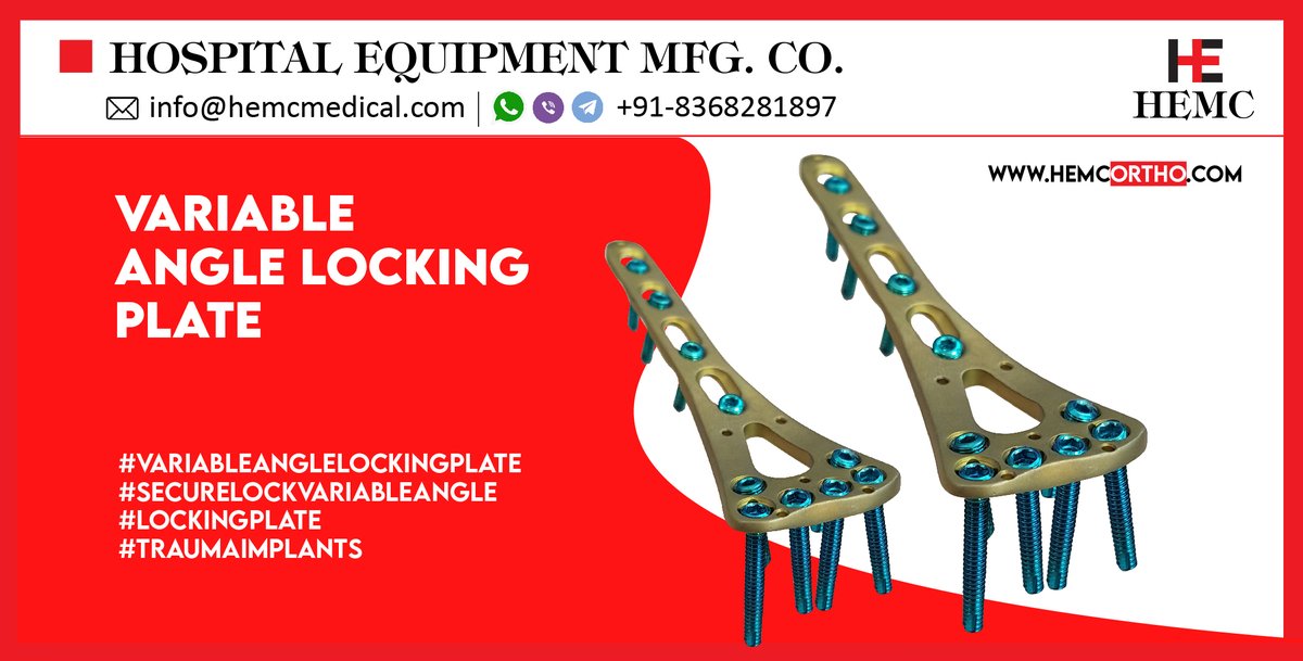 HemcOrtho's tweet image. Variable Angle Locking Plate and Instrument Set
hemcortho.com
#VariableAngleLockingPlate
#SecureLockVariableAngle
#LockingPlate
#SecureLockPlate
#TraumaImplants
#OrthopedicImplants
#TraumaImplant
#HEMCMedical
#HEMCOrtho
#HEMCIndia