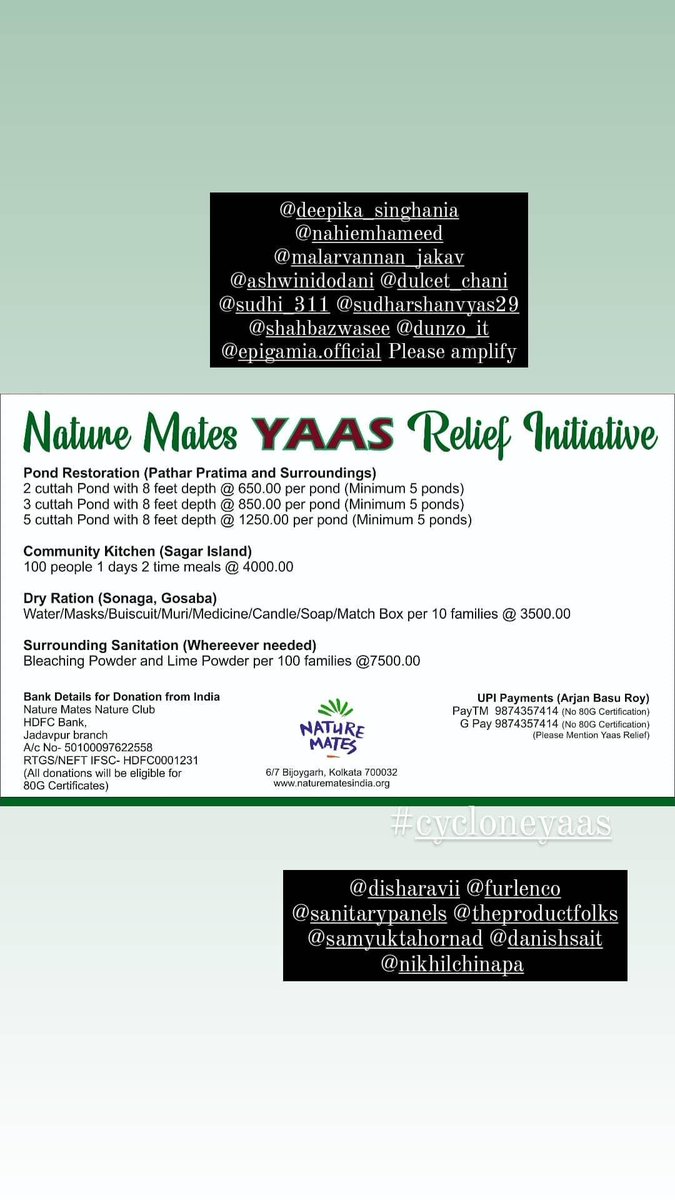 #CycloneYaas Relief Initiative

<a href="/DanishSait/">Danish Sait</a> <a href="/nikhilchinapa/">Nikhil Chinapa</a> <a href="/samyuktahornad/">Samyukta Hornad</a> <a href="/disharavii/">Disha Ravi 🇵🇸𓆉</a> <a href="/darrencaldeira/">Darren Caldeira</a> <a href="/AshwiniDodani/">Ashwinik Dodani</a> <a href="/DunzoIt/">Dunzo</a> <a href="/sanitarypanels/">Sanitary Panels</a> <a href="/epigamia/">epigamia</a> <a href="/FURLENCO/">FURLENCO</a> <a href="/TheProductfolks/">The Product Folks 🚀</a> <a href="/SwiggyCares/">Swiggy Cares</a> <a href="/Maleehaaj/">Maleeha Junaid</a> <a href="/alysha_lobo/">AML</a> <a href="/asashutosh/">Ashutosh Sundaram</a> @deepika_s09 <a href="/jmalarvannan/">Malarvannan</a> <a href="/burgerbang_/">Nahiem Verkumb</a>
