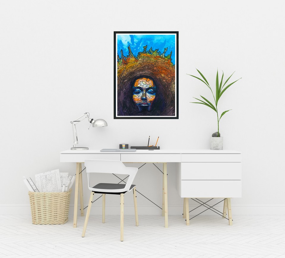 labanartt's tweet photo. Un rostro que parece sumergido en una meditación profunda. Una obra que trasmite tranquilidad y reflexión.

#decoración #newsart https://t.co/lmouaU4i7U