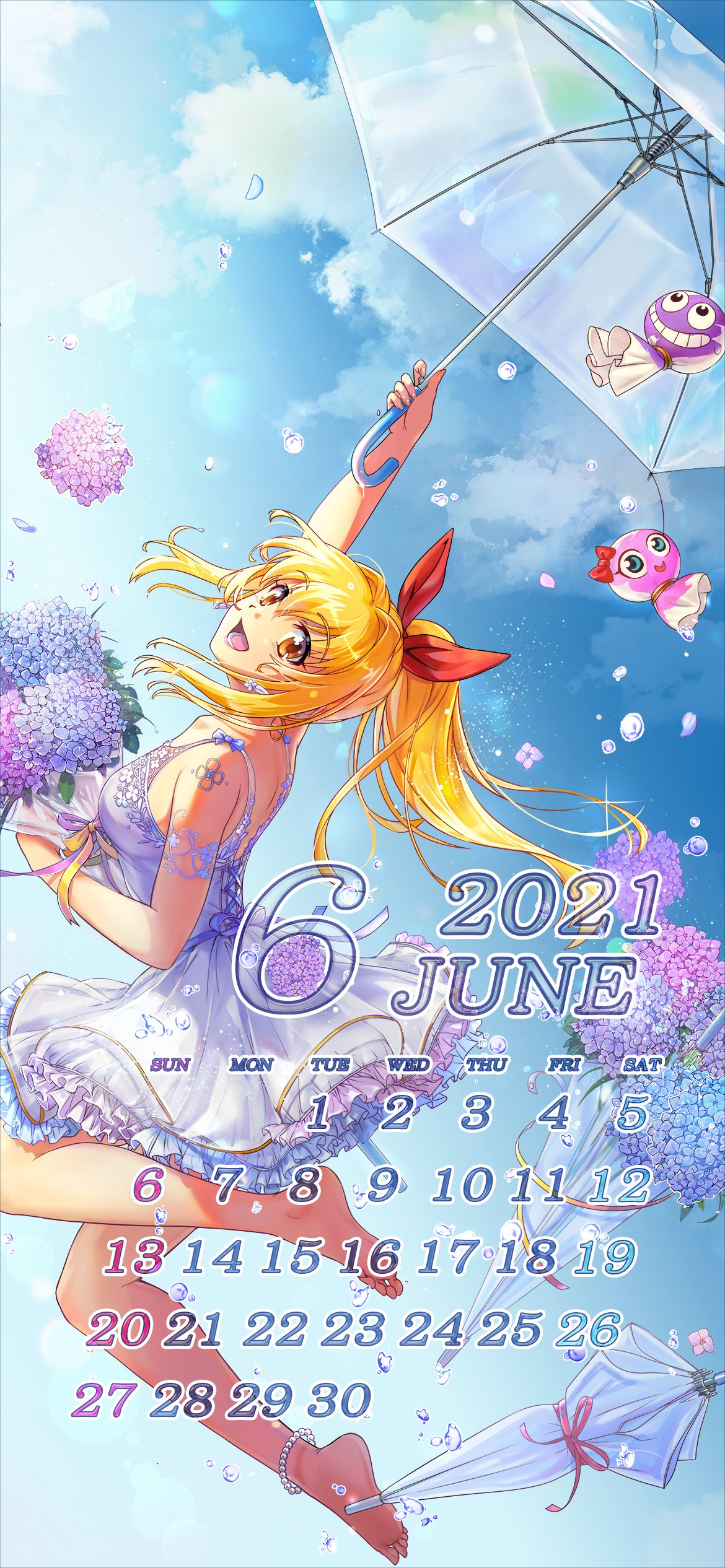 公式 Sanyo 6月の壁紙カレンダーはマリン 今月は 紫陽花 をテーマに作りました お花の色に合わせたドレス姿のマリンちゃんです スマホの壁紙にどうぞ 海物語 マリン 壁紙 カレンダー 紫陽花 てるてるラッキー てるてるラブリー