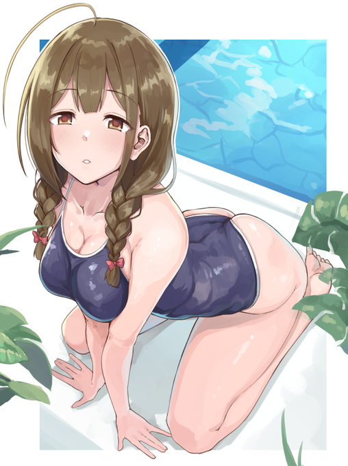 Skeb納品しました
スク水で胸を強調したポーズで撮影をする桑山千雪 