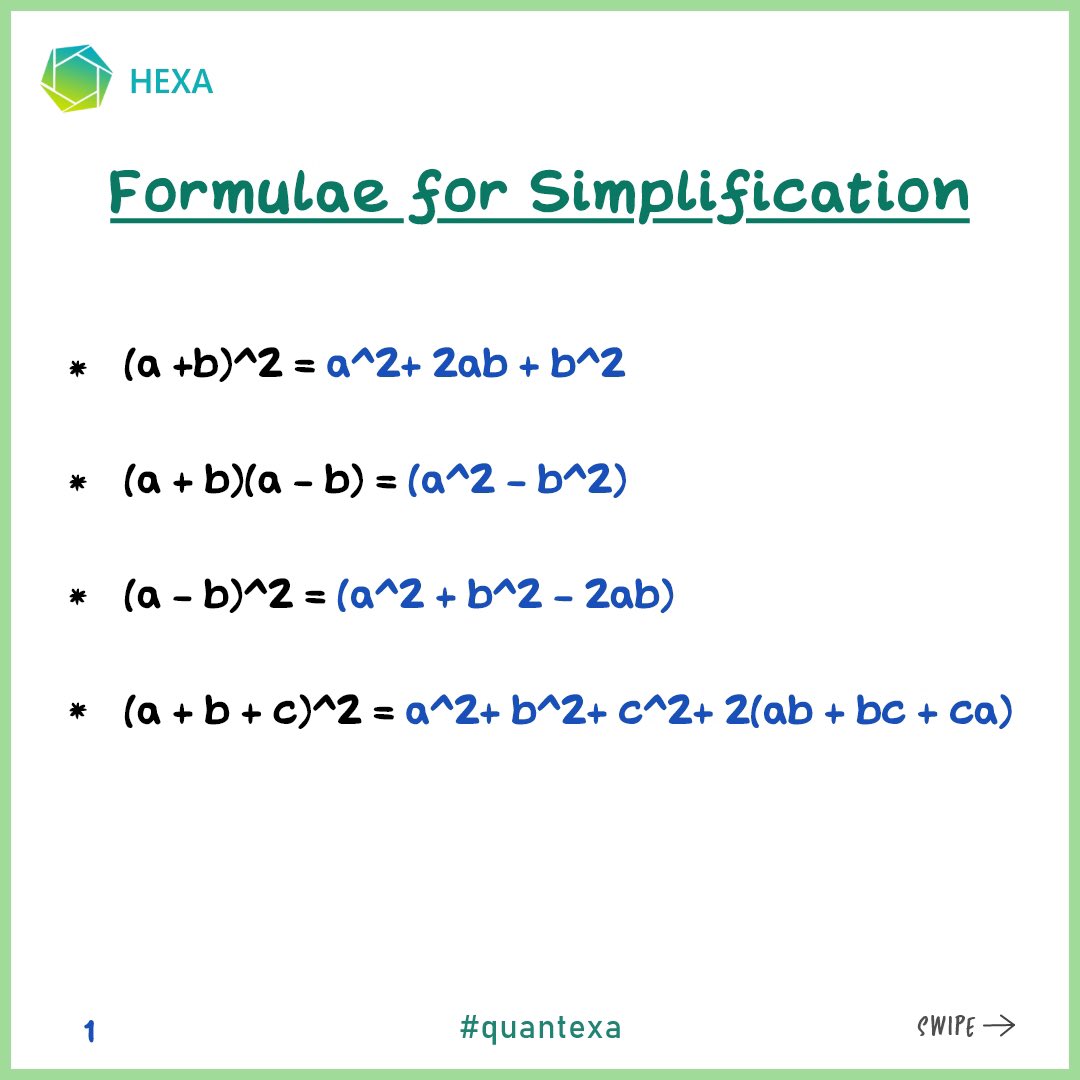 HexaRedefined's tweet photo. #quantexa
Formulae for Simplification
#collegegraduation #campuslife #placements #computerscience #geeky #coder #programminglife #programmingisfun #courses #onlinecourses #codinglife #placementseason #puzzles #exampreparation #codergirl #girlswhocode #womenintech #shorttricks https://t.co/R8QeFwlCug