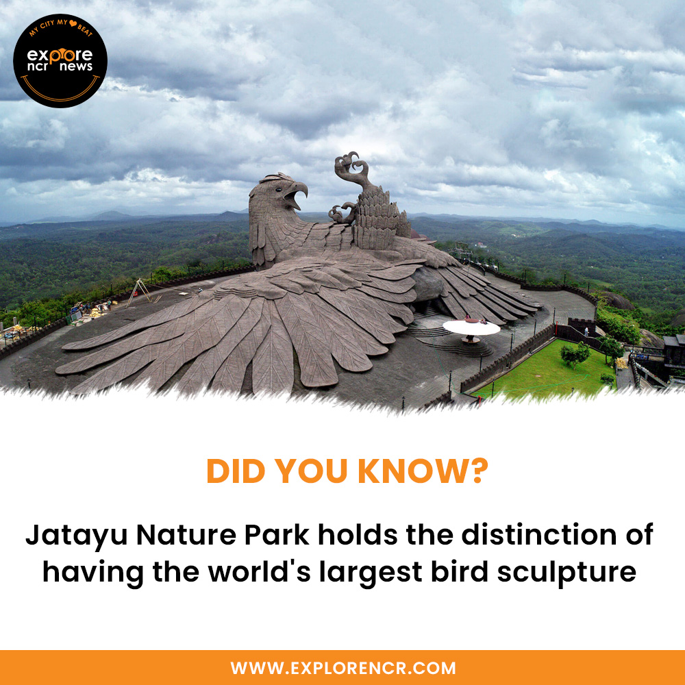 Jatayu Nature Park holds the distinction of having the world's largest bird sculpture.🤩
.
.
.
.
.
#expplorencr #expplorencrnews #kerelagram #kerelatourism #kereladiaries #kerelaphotography #kerelagodsowncountry #kerelam #jatayunaturepark 
#travel #nature