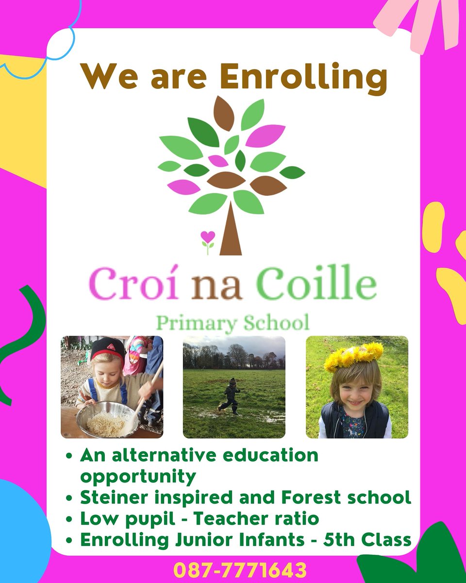 croi_na's tweet photo. We are still taking enrolments for 2021 💚
Feel free to contact us by phone, email or DM. 

info@croinacoille.ie 
+353877771643
#croinacoilleprimaryschool #croinacoille #steinerinspired #forestschool #alternativelearning #outdoorlearning #enrolment https://t.co/GhLCNF6q0B