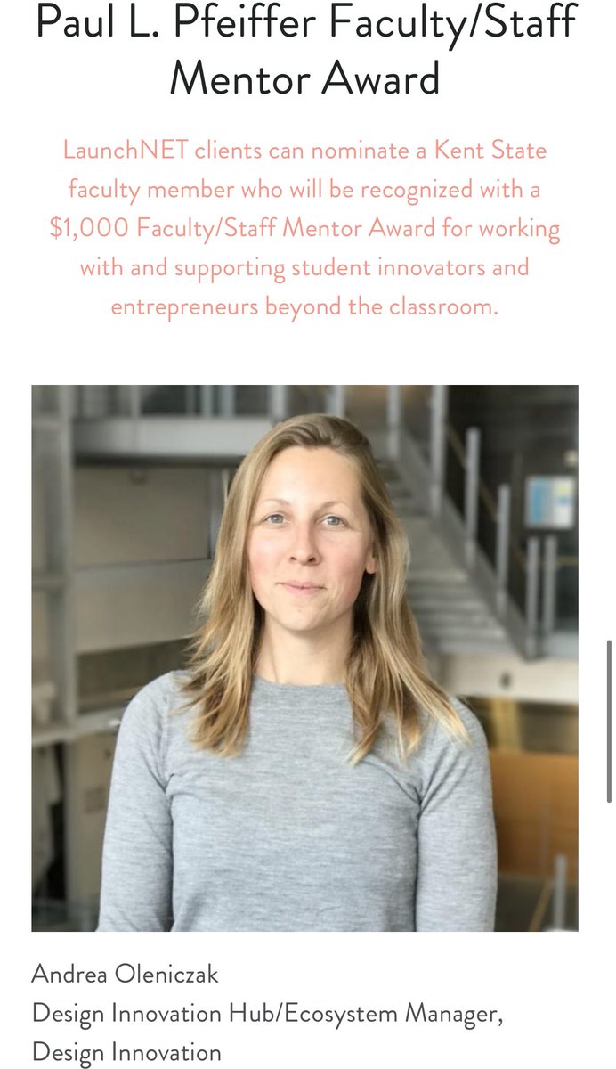 TrolderCompany's tweet photo. Congratulations to Andrea Oleniczak at Kent State's Design Innovation Hub for winning the Paul L. Pfeiffer Faculty Mentor Award!!! Her mentorship and help is incalculably valuable and we are so thankful for her!! https://t.co/geCa3pkLhB