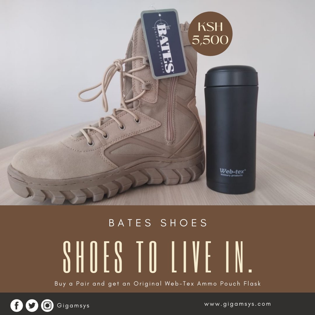 gigamsys's tweet photo. Madaraka Day Offer:
Bates Military Boots; A durable waterproof side zip boot that is perfect for all seasons. Get a free gift of an original Web-Tex Ammo Pouch Flask with every purchase. NB: offer valid while stock lasts
#tacticalboot #EndMonthOffer #endmonthsale https://t.co/x9WFI1JBhr