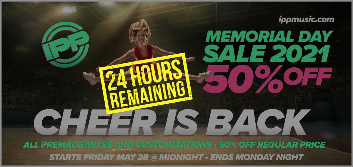 IPPMusic's tweet image. Only 24 hours left to save 💵

Only at ippmusic.com 🎧

#cheerisback #MemorialDaySALE 🇺🇸