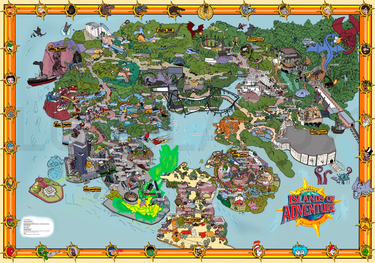 ArtofThemeParks on X: Fun Map for Islands of Adventure, one of my favorite  parks. @insideuniversal @UniversalORL @UniNewsToday   / X