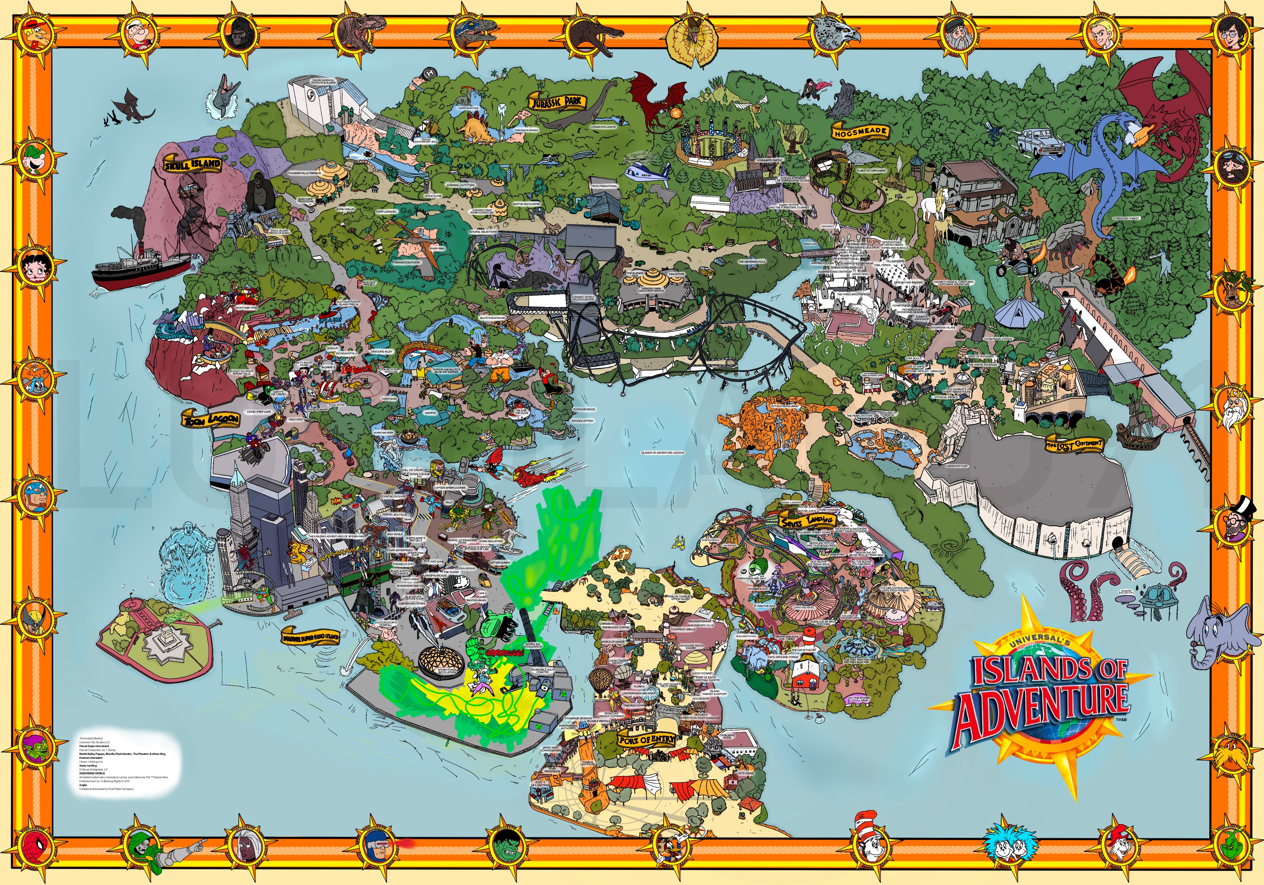 ArtofThemeParks on X: Fun Map for Islands of Adventure, one of my favorite  parks. @insideuniversal @UniversalORL @UniNewsToday   / X