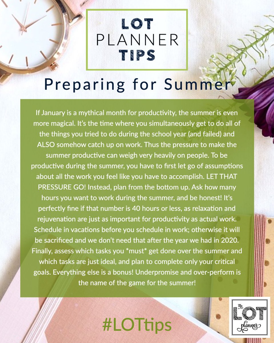 TheLotPlanner's tweet photo. Raise your hand if you feel a ton of pressure to be productive during the summer? If you do, you're not alone. How do people manage the pressure and ensure that the summer doesn't feel like a wasted opportunity for getting things done?
#TheLOTPlanner #LifeOnTrack #LOTTips https://t.co/i7fFWJYa9g