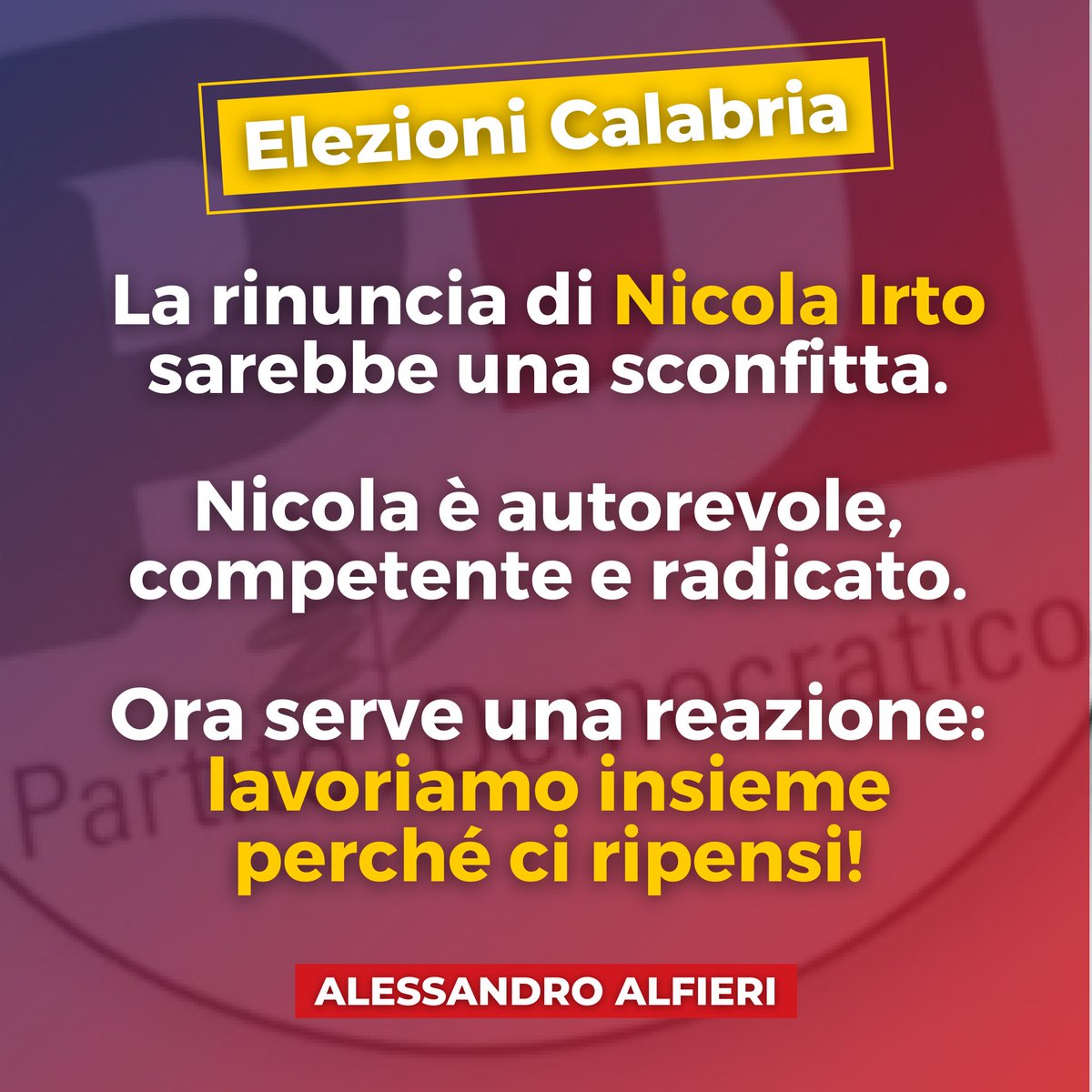 BRiformista's tweet photo. #Calabria: «Perdere una figura autorevole come quella di @nicoirto sarebbe una sconfitta per tutti noi».

@ale_alfieri https://t.co/Dl6zRubsmC