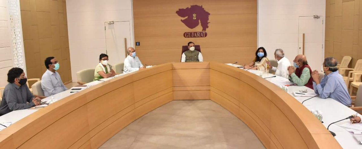 CM Shri <a href="/vijayrupanibjp/">Vijay Rupani Memorial</a>, chairing a high level meeting of Education Dept, decides in principle to accord 'Centre of Excellence' status to seven universities of the State, viz. Nirma University, CHARUSAT University, Ahmedabad University, Marwadi University, PDPU, CEPT and DA-IICT.