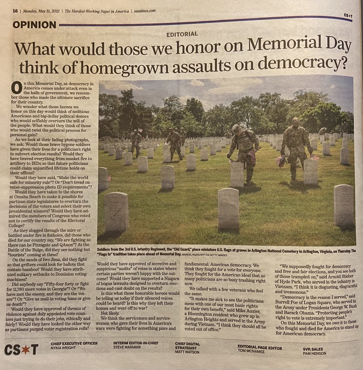 thomasfrisbie's tweet image. On this Memorial Day, we owe it to those who fought and died for America to stand up for American democracy. chicago.suntimes.com/2021/5/30/2245…