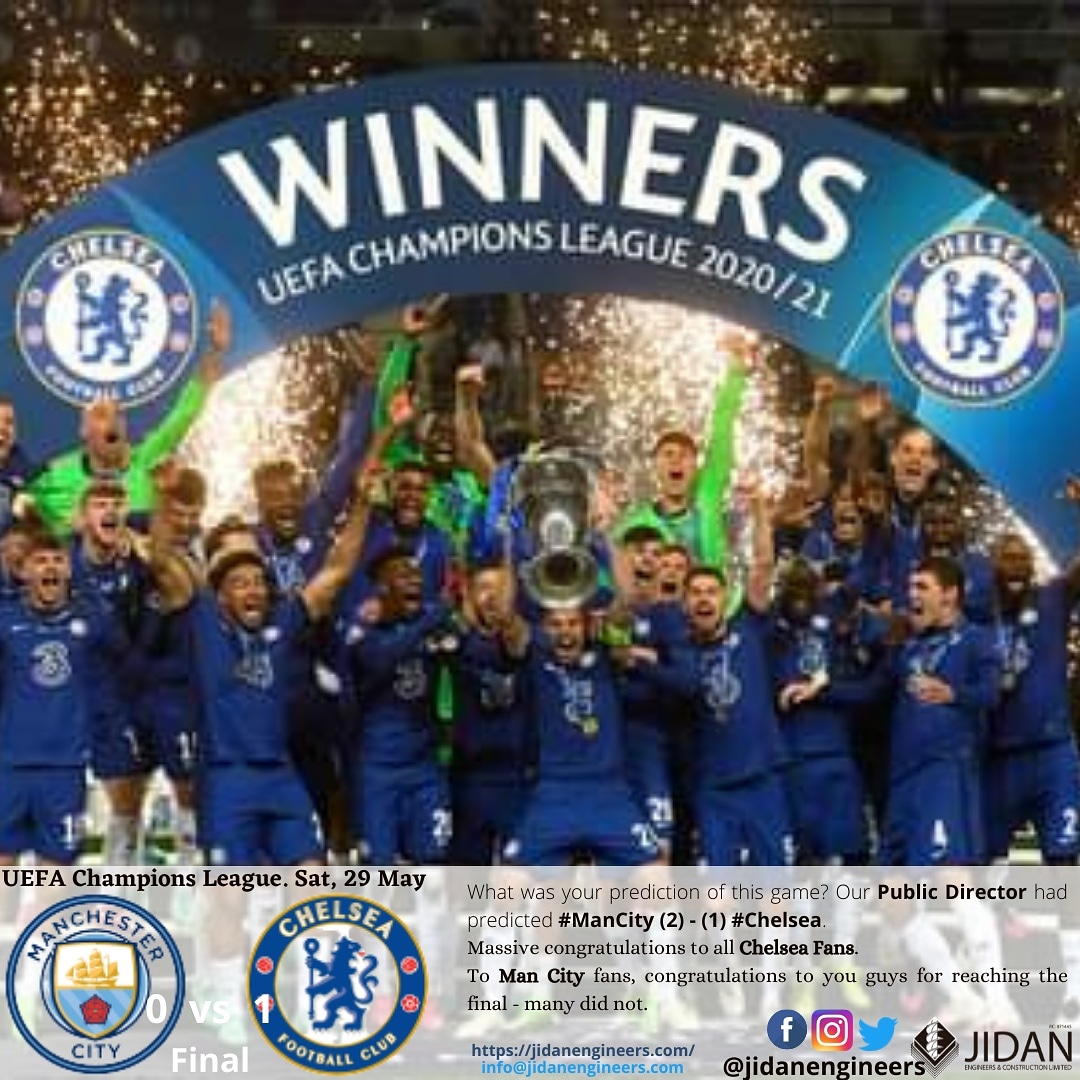 jidanengineers's tweet photo. What was your prediction for #ManCity vs #Chelsea match on Saturday, May 29?

Join the conversation via @jidanengineers. https://t.co/RO41OSUxKJ