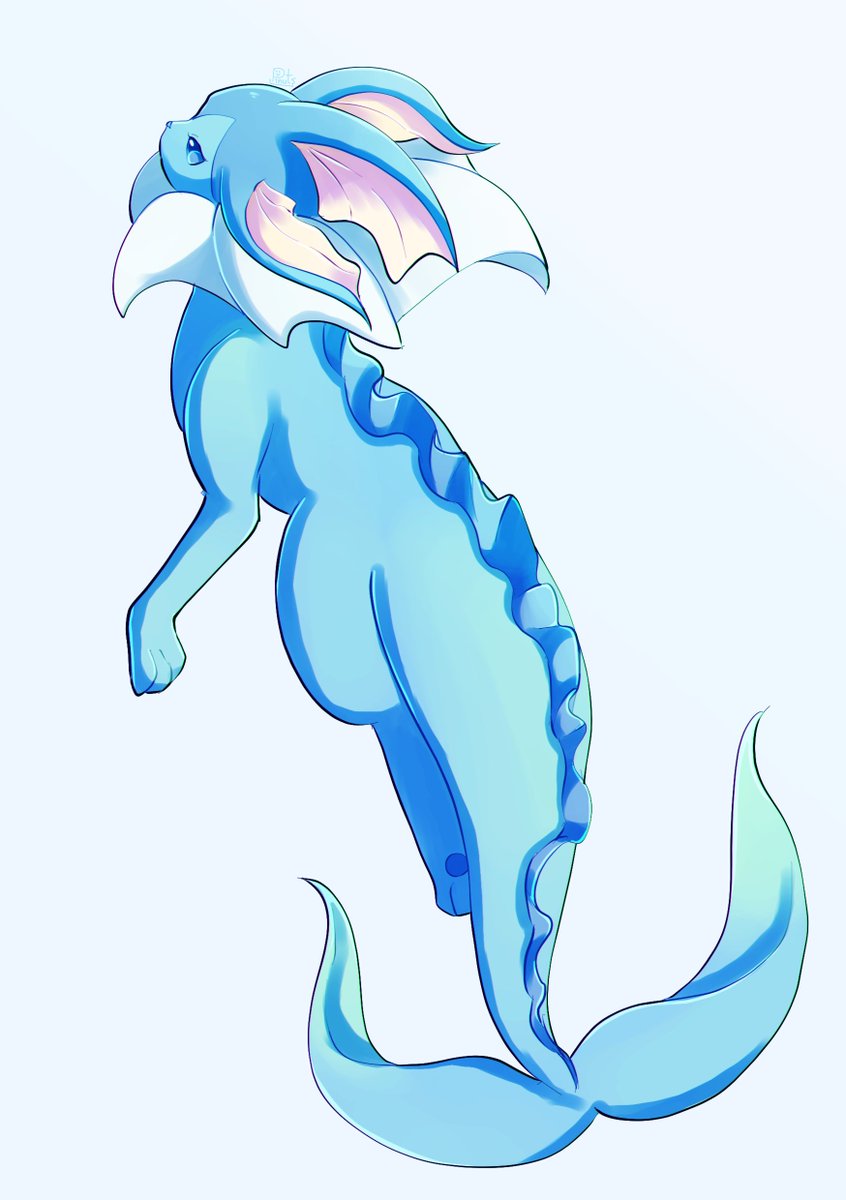 vaporeon no humans pokemon (creature) solo full body simple background blue theme white background  illustration images