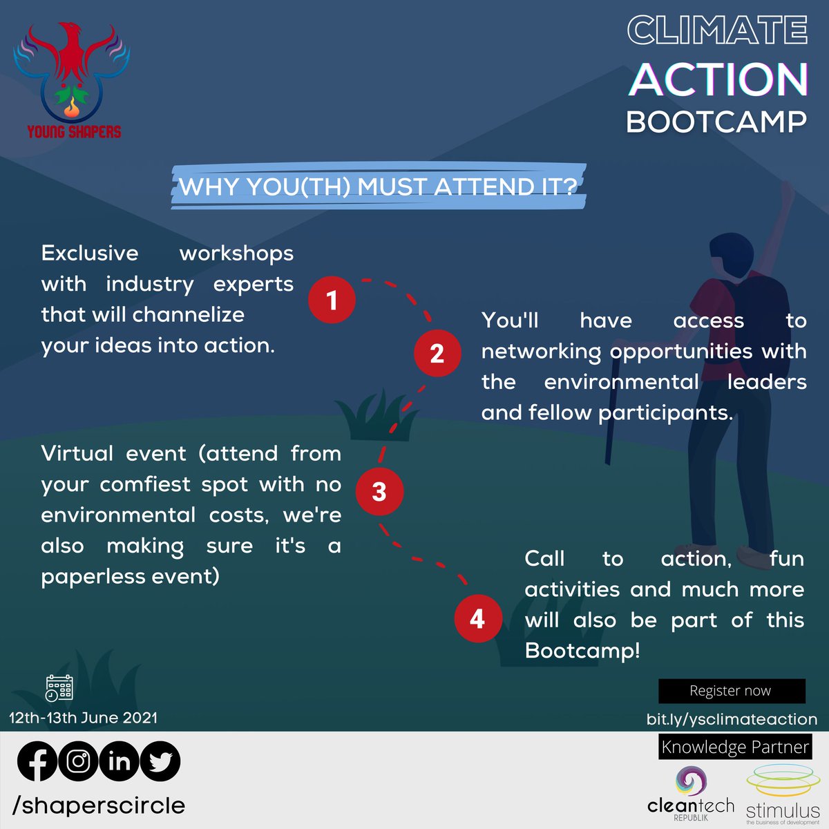 shaperscircle's tweet photo. Y'all might be wondering what's in our Climate Action Bootcamp for you. We have brought an intensive program for you focusing on building up the environmental capacity of the youth while implementing a well-designed ecological action plan.
Register today

https://t.co/DMjzCVhyQ8 https://t.co/UMMTpDwfpC