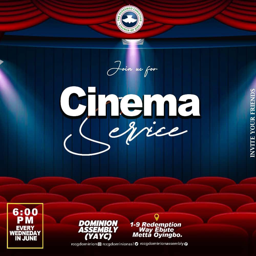 RCCGDominionAss's tweet photo. It’s Cinema Service this Wednesday!!!
Our midweek service this Wednesday will be taking another Holy Spirit inspired dimension. It’s going to be a Cinema Service.
Venue: RCCG, Dominion Assembly, 1-9 Redemption Way, Ebute-Metta.
Time: 6:00pm
Come and be blessed!
#CinemaService https://t.co/bDt2cOgqQZ