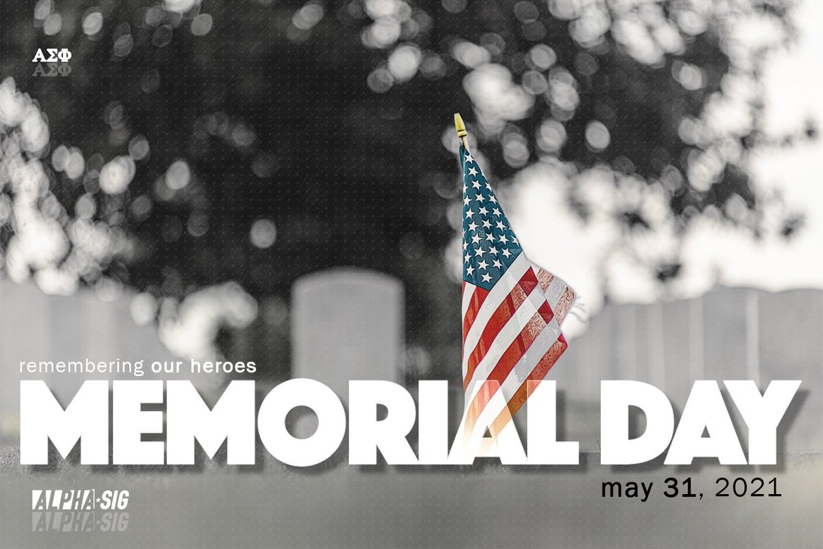 alphasigs's tweet photo. We remember the brave men and women who made the ultimate sacrifice for our freedom. We owe you our gratitude today, and everyday. #AlphaSig #MemorialDay https://t.co/jouDbAl141