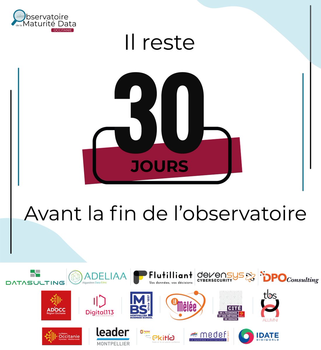 Plus que 30 jours pour répondre à notre #Enquete sur la #maturitedata : 
tinyurl.com/Evaluationdata…
#transformationdigitale #occitanie #idf #aura #