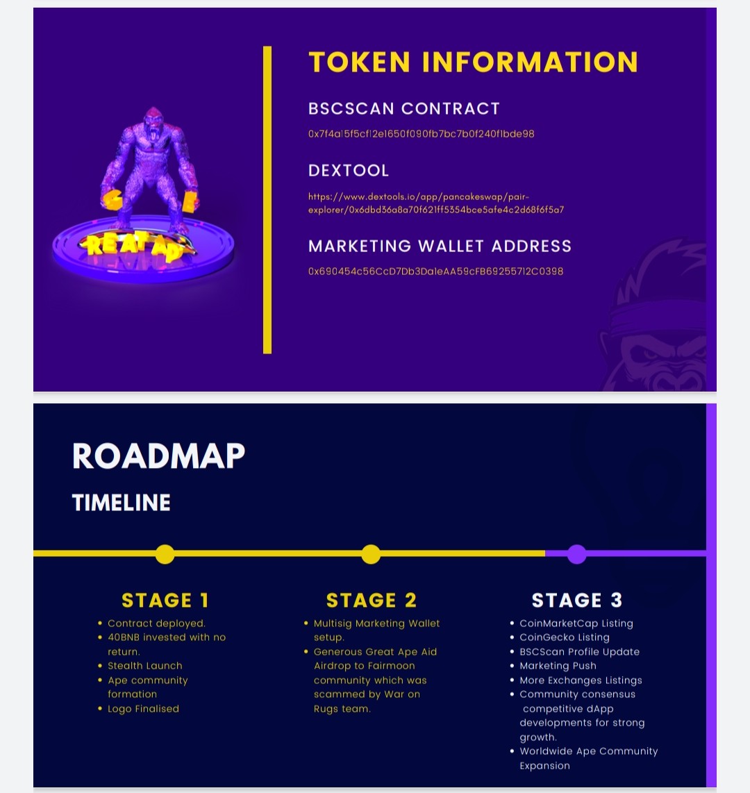 GreatApeCrypto's tweet photo. The full #GREATAPE Ape Paper can now be found on our website. Take the apeortunity to have a browse and find out more about this unique token! https://t.co/Ef32UTgwev #BSC #whitepaper #apepaper https://t.co/7mmDLx4Xp4