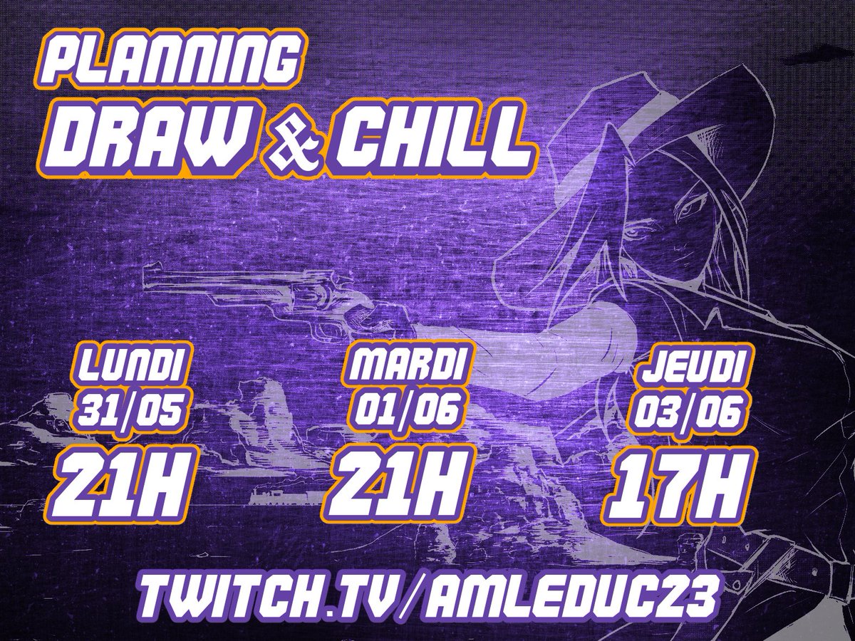 Am_leDuc's tweet photo. Voici le planning des futurs lives #drawandchill sur #twitch ! Hâte de vous retrouver sur https://t.co/20OMkoWOM9
.
#twitchfr #streaming #dessin #draw #livedrawing https://t.co/9Yj2x87rE3
