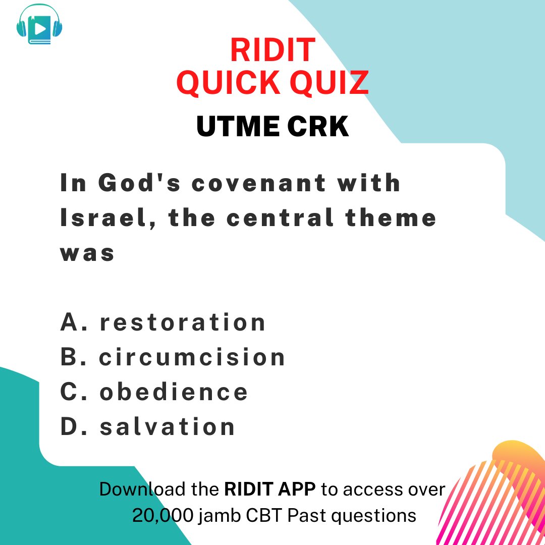 myridit's tweet photo. Let's quickly revise the JAMB past questions together.

.
.
.

#utme #jamb #jambpastquestions #revision #crk #christianreligiousknowledge #jambcrk #jambchristianreligiousknowledge #passjambwithease #passjamb #jamb2021 #ridit https://t.co/L6EyAI5FKZ