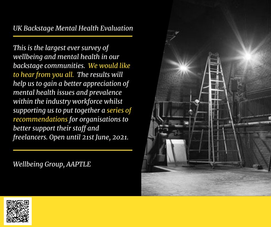 MigWalsh's tweet image. 187 of u so far have completed our Backstage #mentalhealth evaluation.Pls share far &amp;amp;wide 2 those that have yet to participate. With this data the @theAAPTLE wellbeing group &amp;amp; I will work on industry guidance to help create a culture of wellbeing backstage
tinyurl.com/AAPTLE-Mental-…
